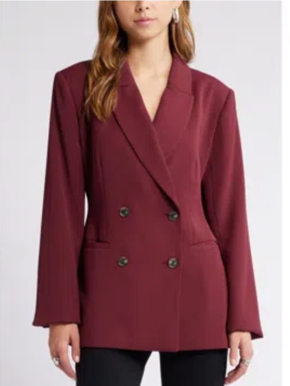 Open Edit Double Breasted Blazer Burgundy Women’s L
